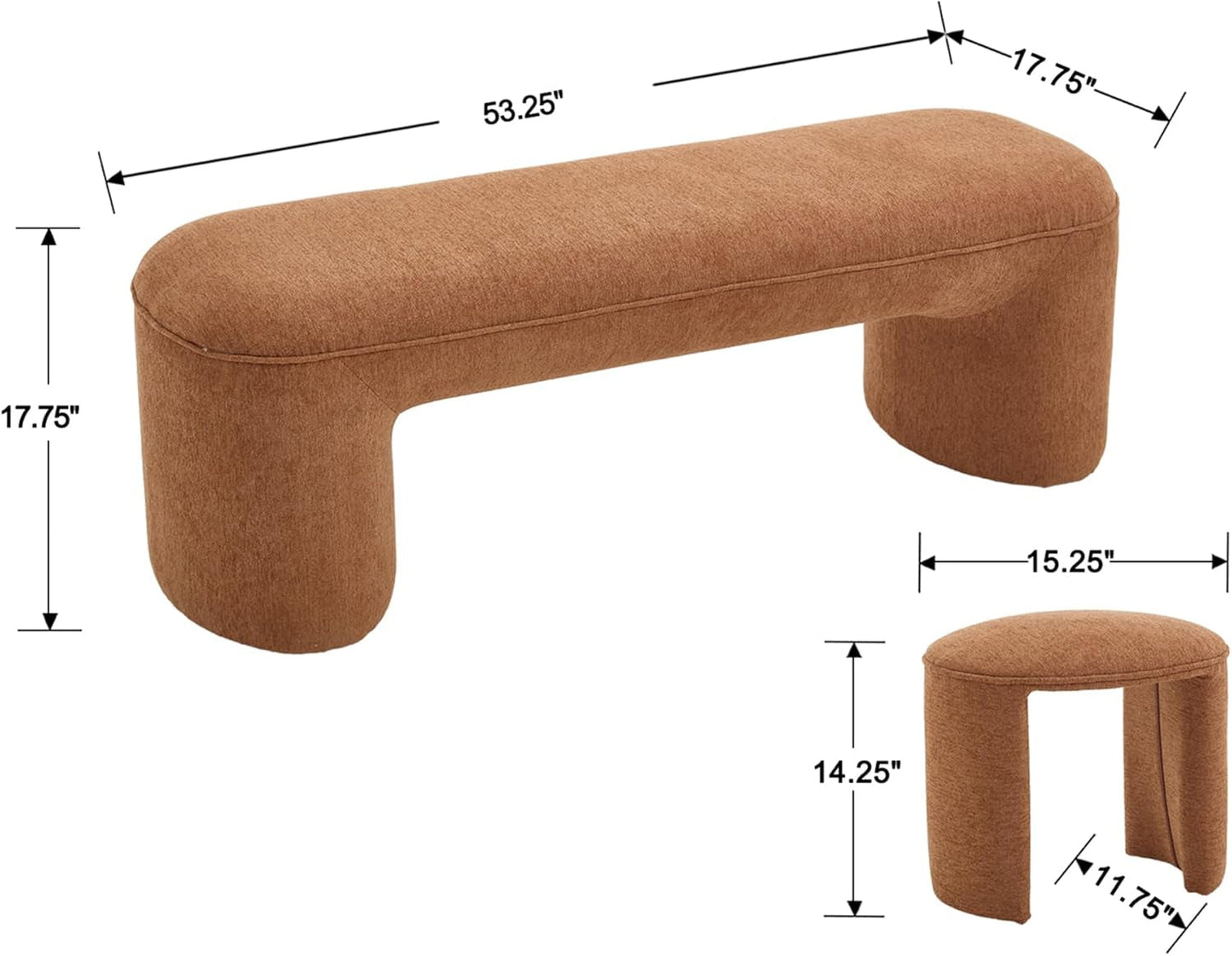 NEW Brown Upholstered 53Inches Storage Ottoman Bench Stools