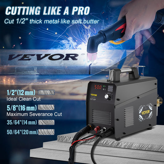 NEW VEVOR Plasma Cutter 50Amp Non-Touch Pilot Arc Air Cutting Machine With Torch 110V 220V Dual Voltage AC IGBT Inverter Metal Cutting Equipment