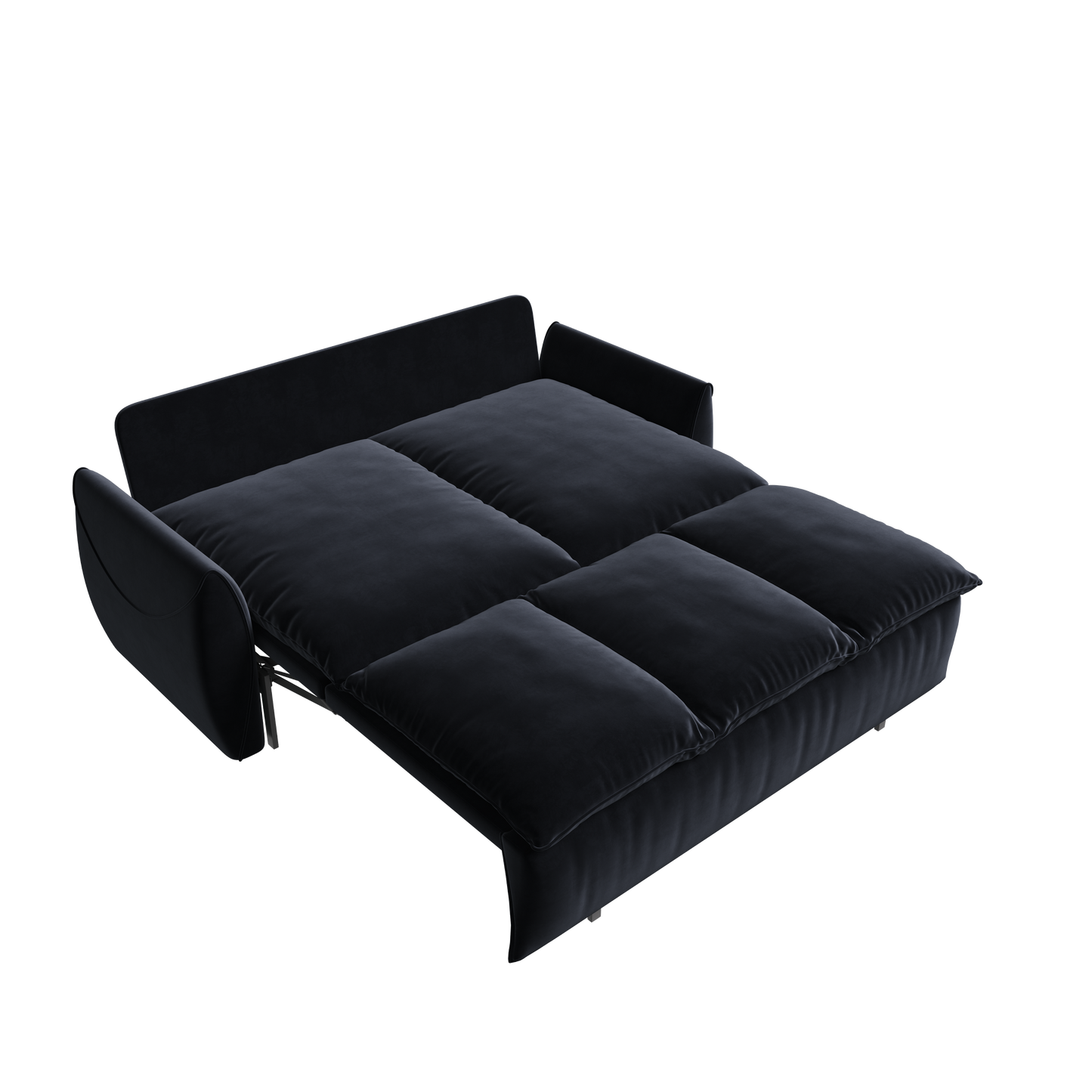 NEW 70.9' Multi-Functional 3-Seat Velvet Black Convertible Sleeper Sofa