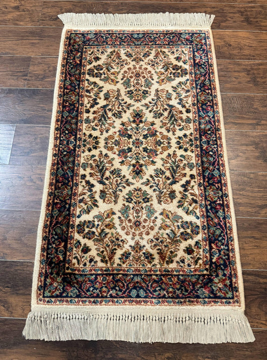 USED Karastan Rug 2.6 x 4, Karastan Ivory Sarouk #760, Vintage Wool Pile Small Karastan Carpet, Original Collection 700 Series Discontinued