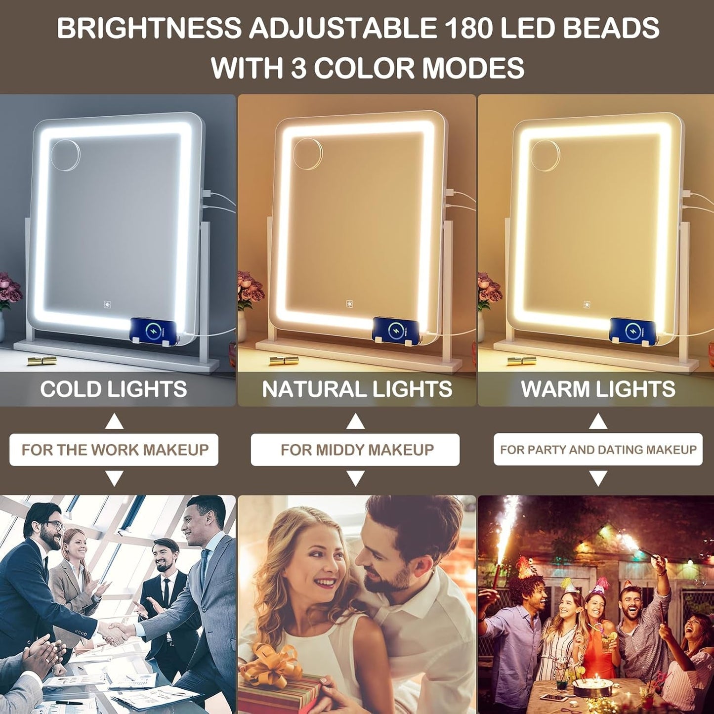 NEW LED Makeup Vanity Mirror With Lights 15.2 Inch White