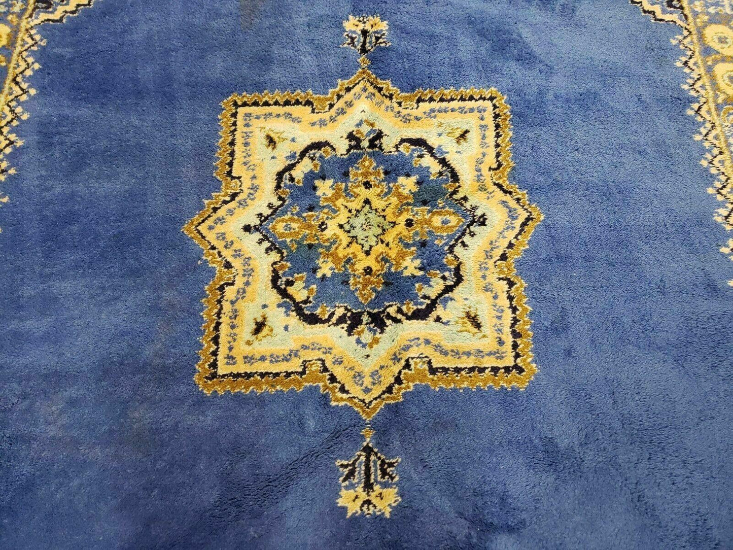 USED 7' X 10' 5" Handmade Moroccan Urban Rabat Wool Carpet Blue Area Rug