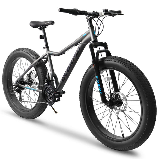NEW A2605D 26-Inch Mountain Bike with Front Suspension Shock Absorption, Disc Brakes, 21-Speed Gear System, 85% Pre-assembled, Ideal for Mountain, Sand, and Snow Cycling