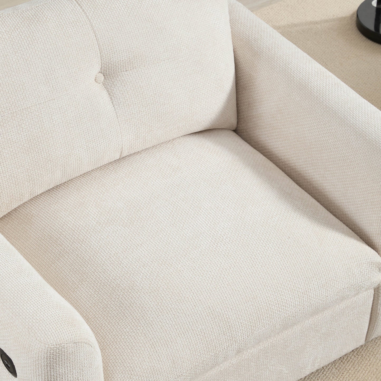 NEW 42*33' Single Sofa, Armchair with Wide Seat, Dual-port Charger, Pull-line & Tufted Design, High-density Foam, Suitable for Living Room & Apartment, Chenille, 2 Colors