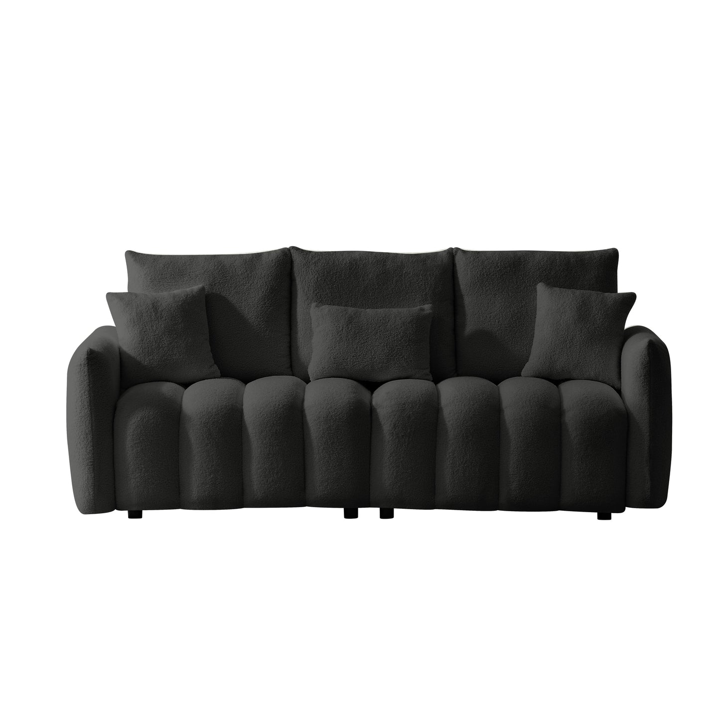 NEW 80.7 inch Premium Teddy Fabric Solid Wood Frame 3 Seat Oversized Upholstered Chair Sofa with 3 Back Pillows and 3 Back Cushions