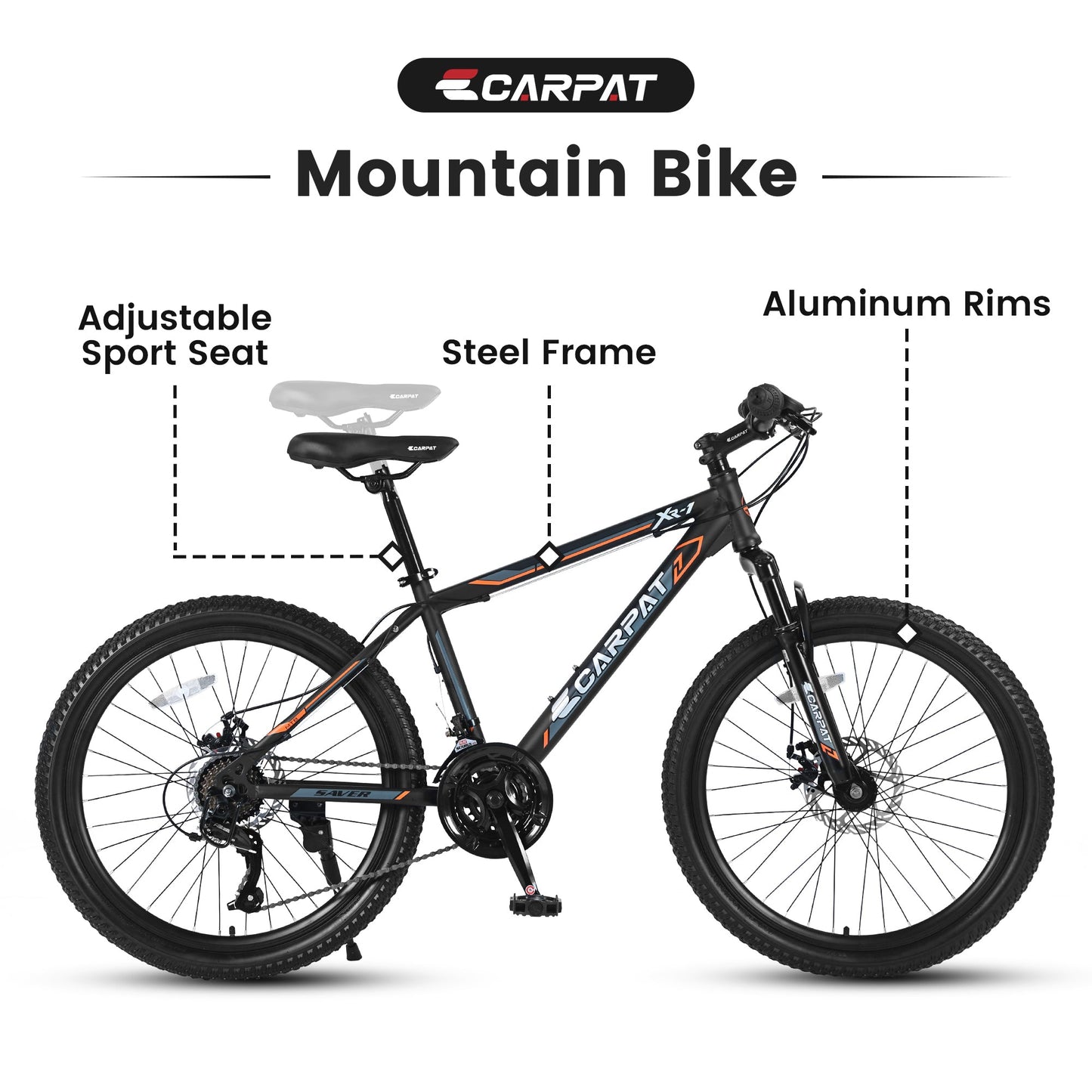 NEW S24102   24 Inch Mountain Bike Boys Girls, Steel  Frame, Shimano 21 Speed Mountain Bicycle with Daul Disc Brakes and Front Suspension MTB