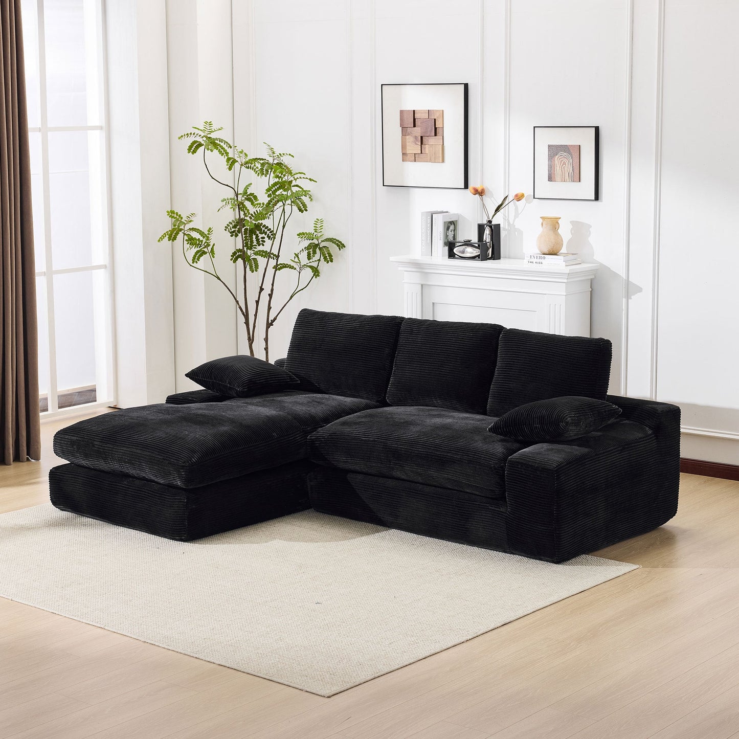 NEW 99*69' Modular Sectional Living Room Sofa Set, Modern Minimalist Style Couch, Upholstered Sleeper Sofa for Living Room, Bedroom, 2 PC Free Combination, Installation-free Sofa, L-Shape, Black
