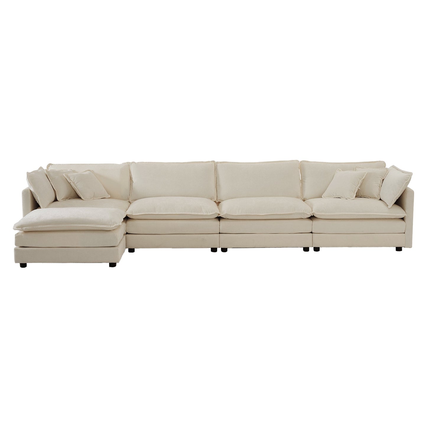 NEW Modular Sectional Sofa for Living Room,U Shaped Couch 5 Seater Convertible Sectional Couch with 1 Ottoman ,Beige Chenille
