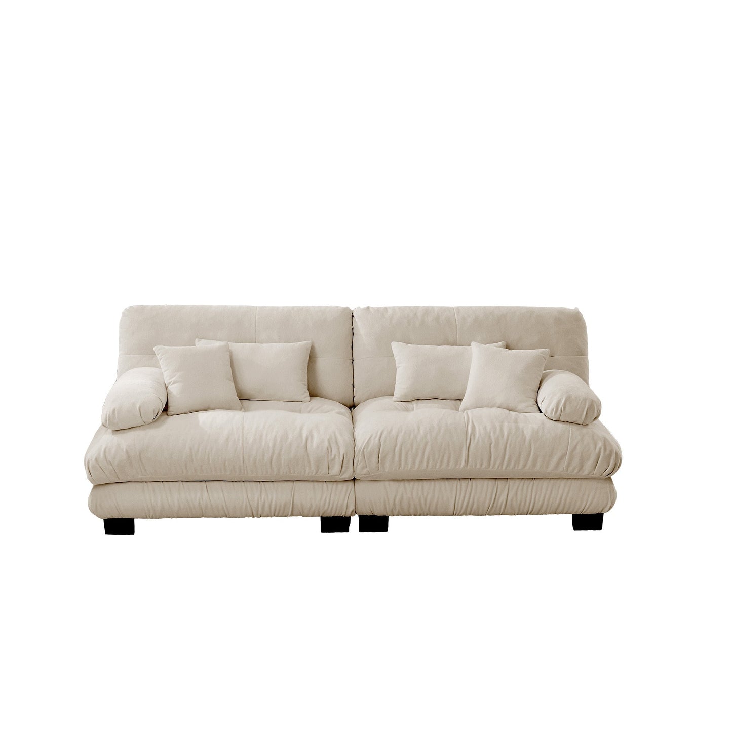 NEW Cloud Couch Chenille Light Coffee 2 Seat Sofa with 2 Lumbar and 2 Throw Pillows