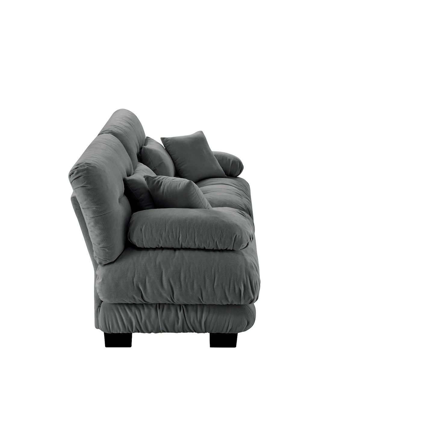 NEW Chenille Gray Cloud Couch 2 Seater Sofa with 2 Lumbar and Throw Pillows