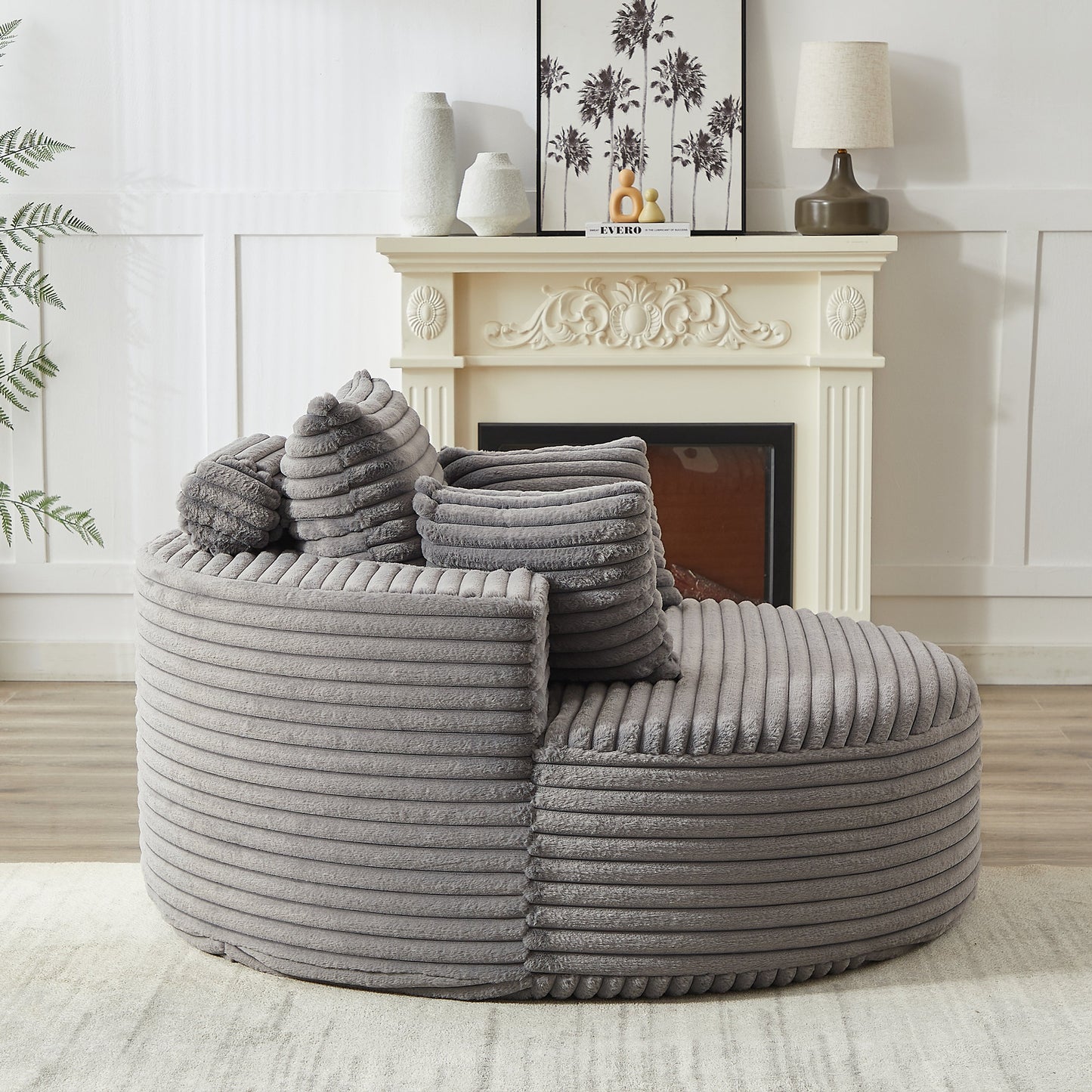 NEW 55''L Corduroy Sponge Single Sofa Fluffy Modern Sleeper Chair