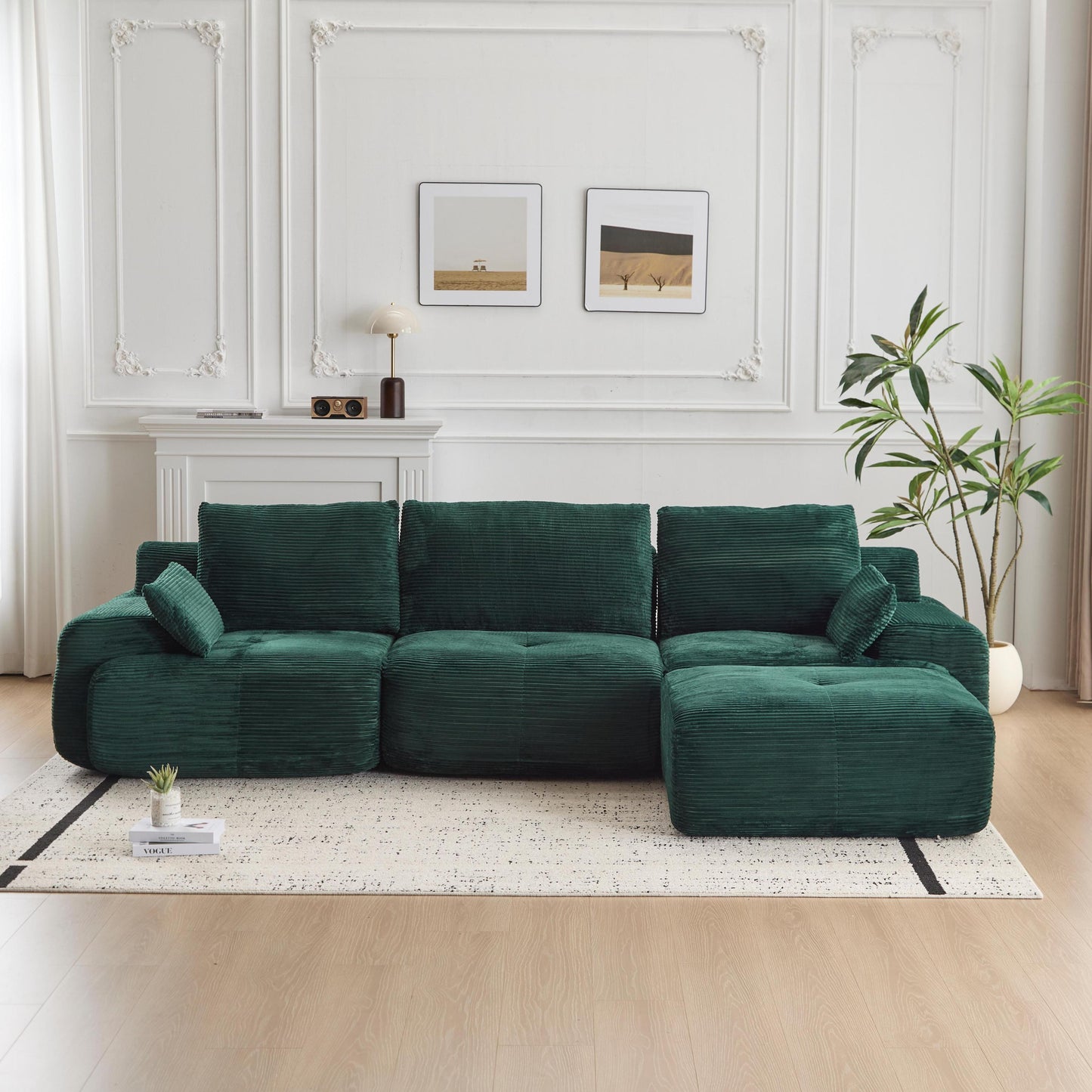 NEW Modern Memory Foam Compressed Sofa,Large Sectional Couches for Living Room,Pet-Friendly Cloud Modular Sectional Sofa,Corduroy Fabric,Extra Deep Loveseat,No assembly required,Green