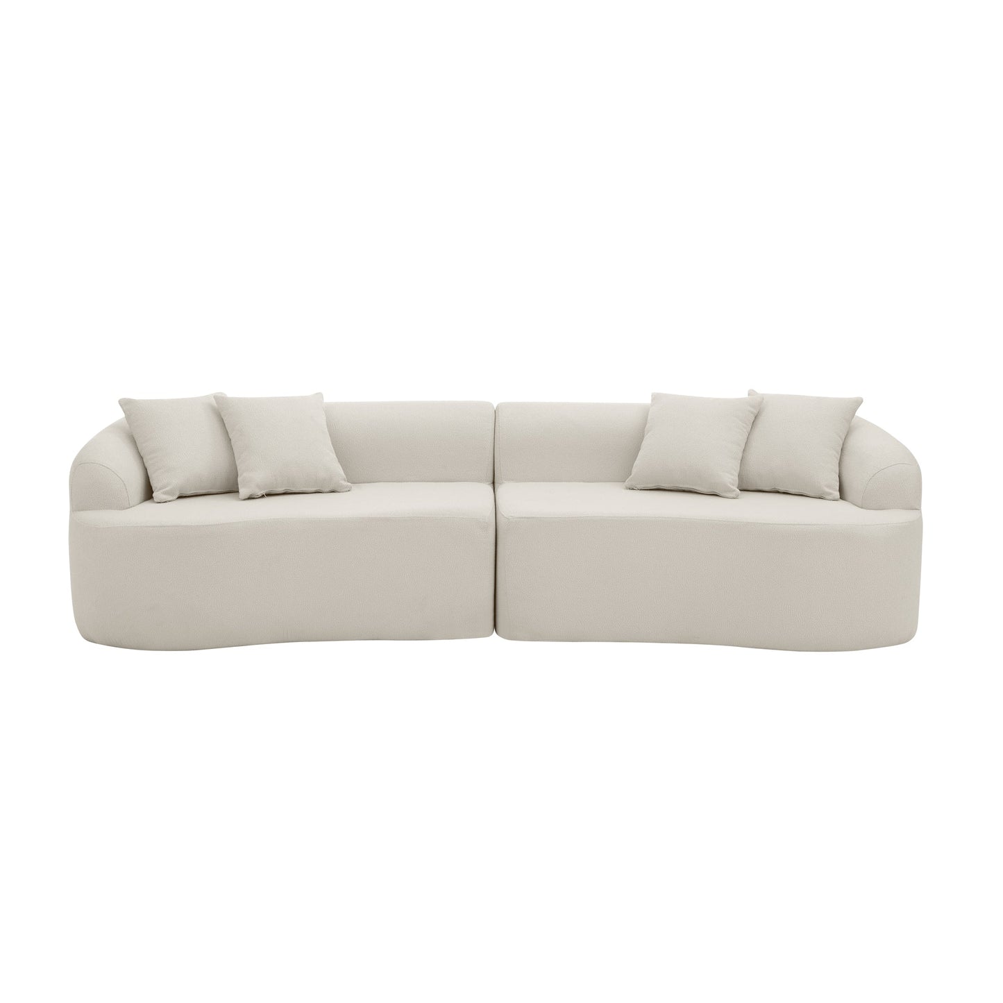 NEW Beige Minimalist Curved Modular Sectional Sofa in Lamb's Wool Fabric