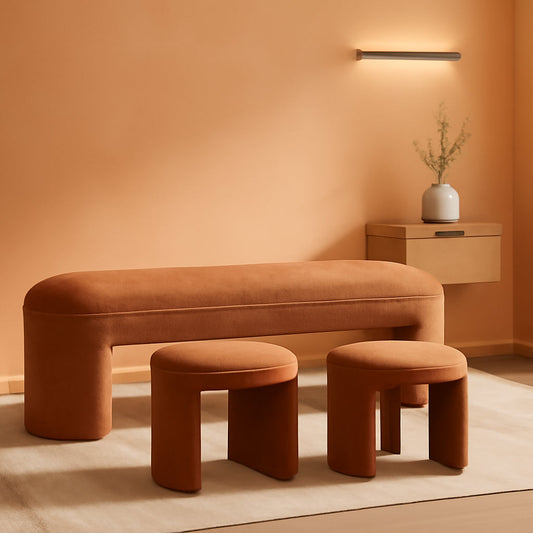 NEW Brown Upholstered 53Inches Storage Ottoman Bench Stools