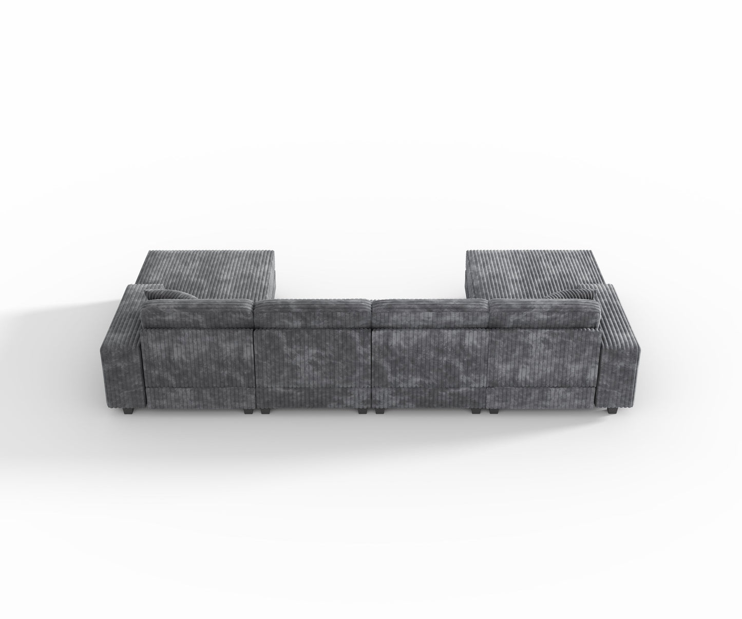 NEW Convertible U-shaped Combination Sofa, Corduroy Fabric, Modern Comfortable Large Size 4 Seat Sofa, Living Room Double Lounge Chair , Dark Grey