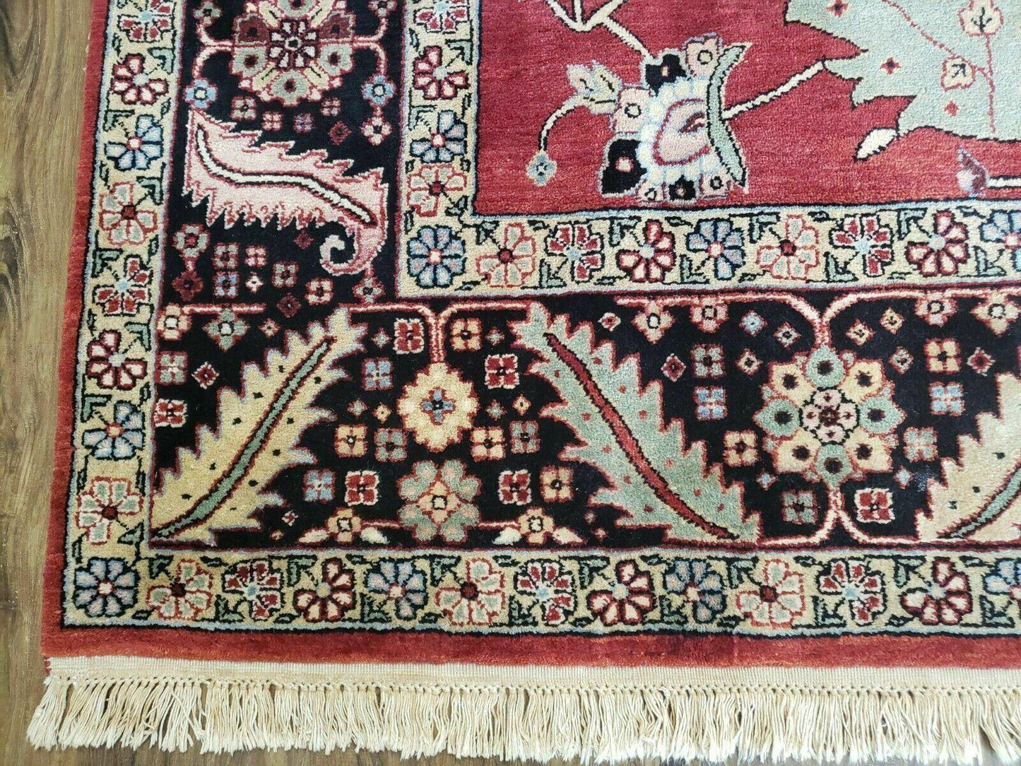 USED 10' X 14' Vintage Hand Made Turkish Wool Rug Carpet Red Black Hand Knotted Nice