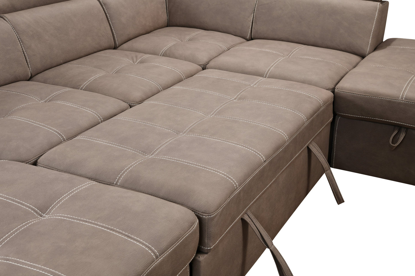 NEW 128' U Shaped Sectional Reversible Modular Sofa 7 Seater Couch with Storage Seat Adjustable Headrest