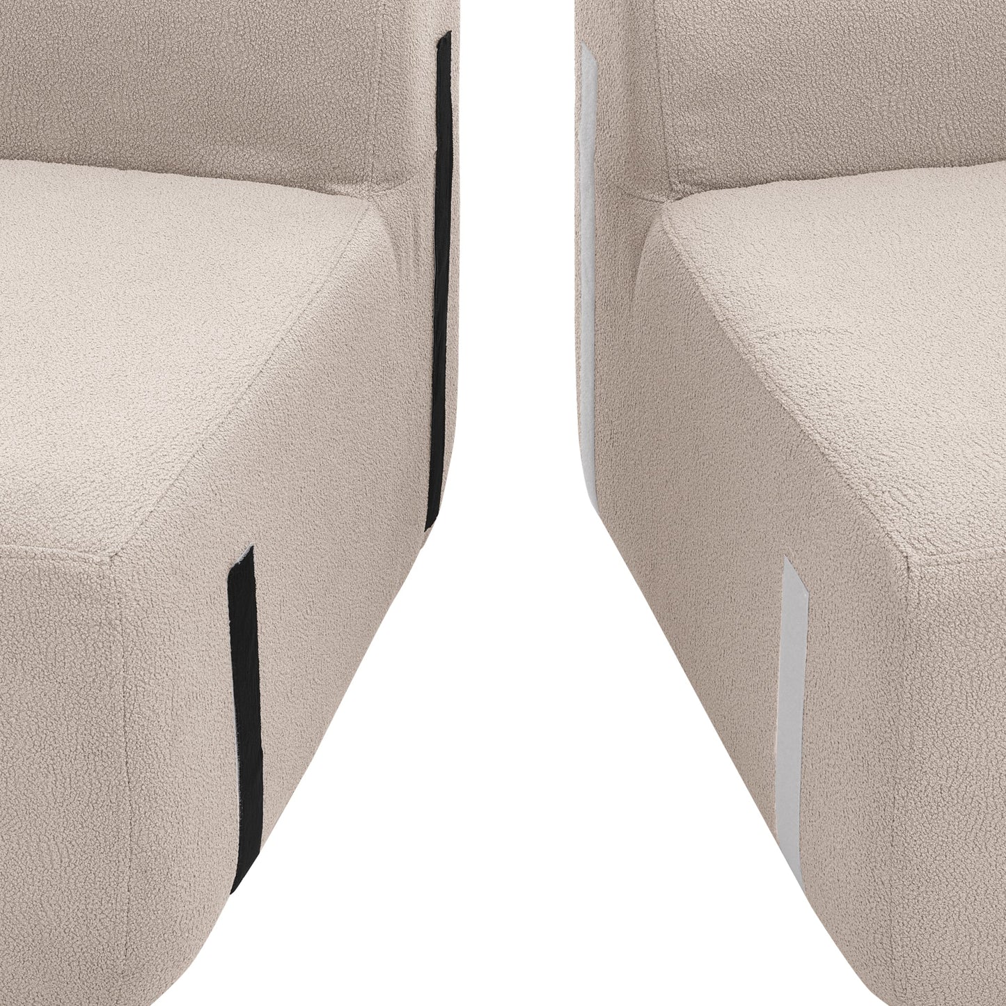 NEW Curved Modular Sectional Sofa in Lamb's Wool Fabric, Modern Minimalist Style, Compressed (No Assembly Required), Comfy for Living Room & Bedroom - Brown