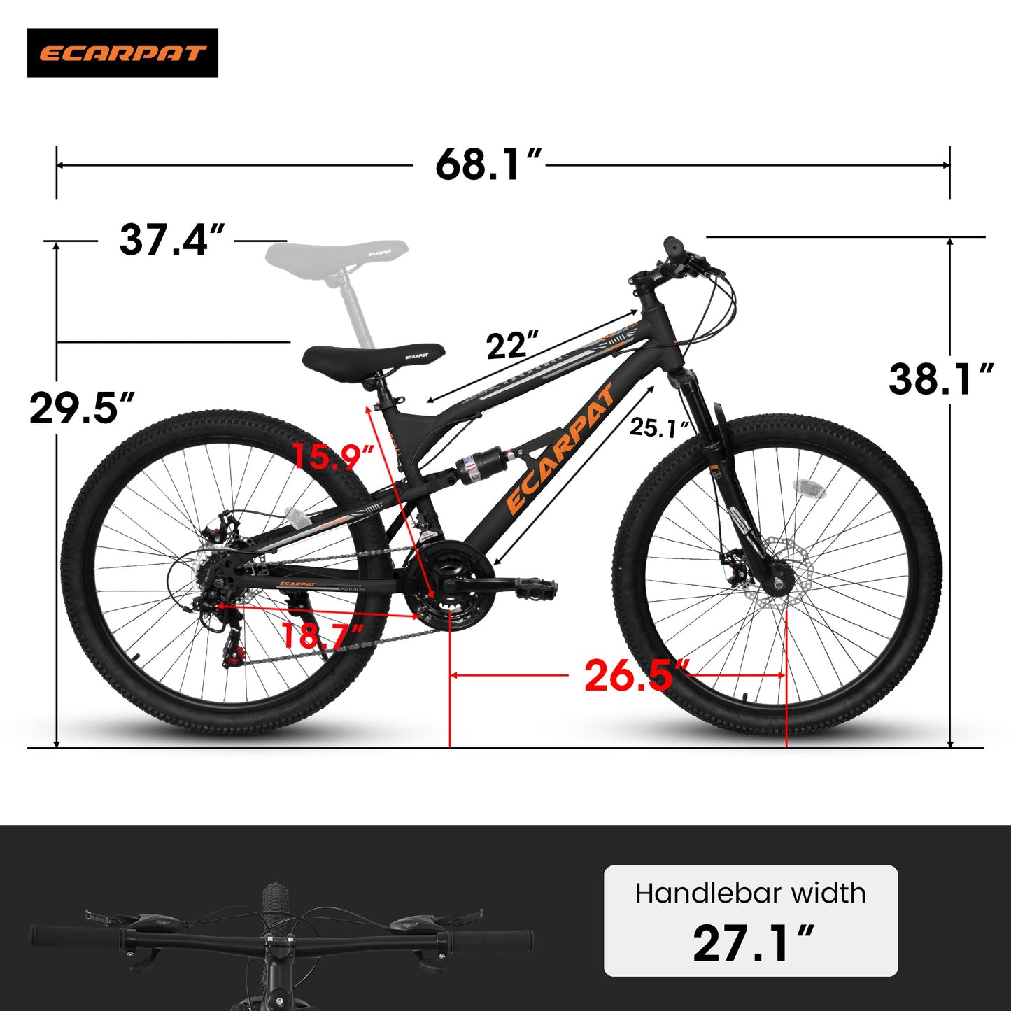 NEW A26207 26 Inch Steel Frame Shock Fork Plus Shock Absorber 21-speed Unisex Mountain Bike