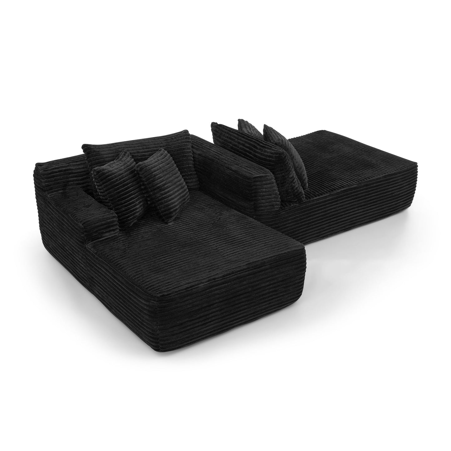 NEW Two-seater Lazy Sofa Lounge Compressed Chair made of Black Velvet Fabric Fluffy Modern