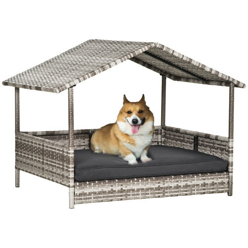 NEW Indoor Outdoor The Rattan Small Medium-sized Dog House Outdoor Wicker With Canopy