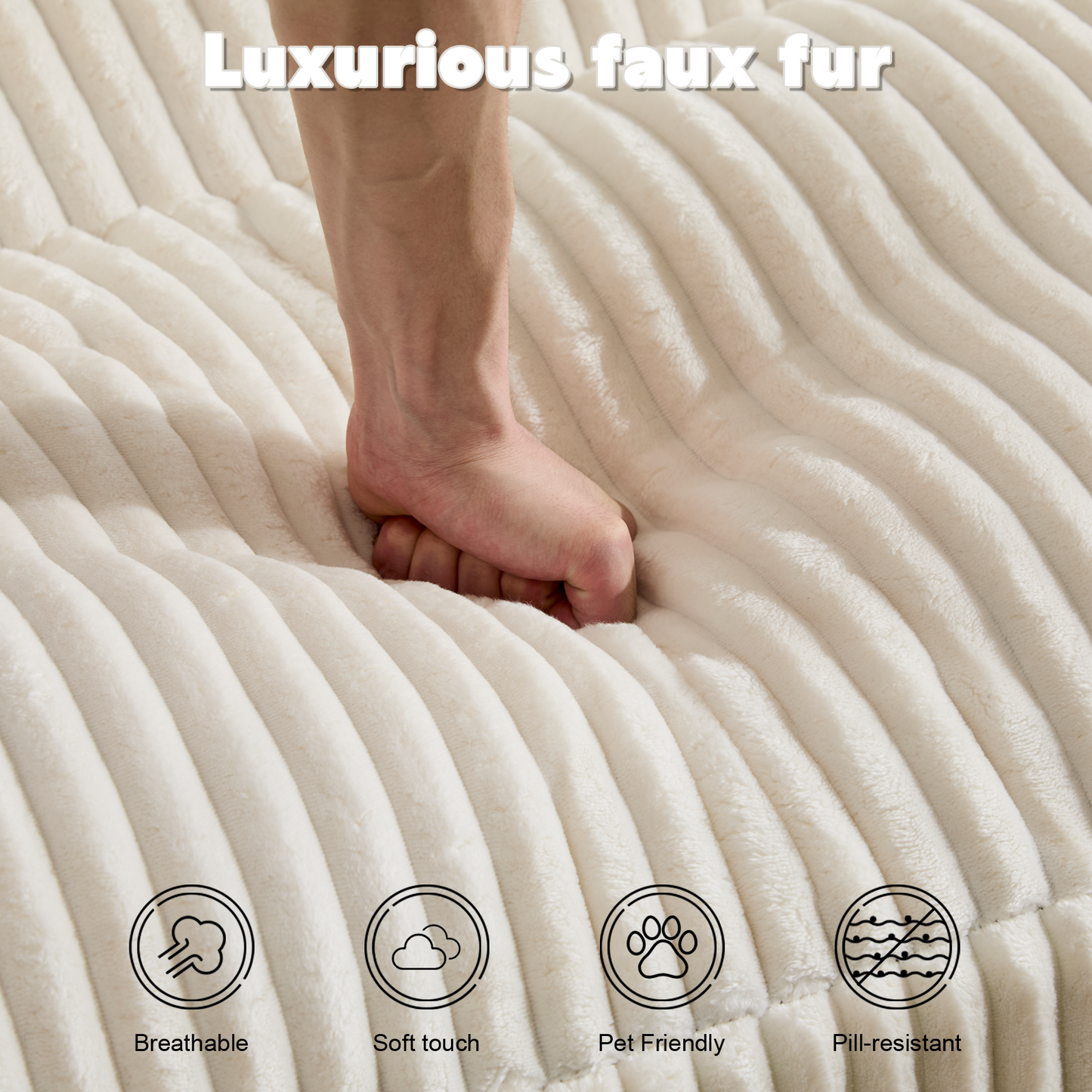 NEW Double Chaise Lounge Chair Indoor,Oversized Upholstered Sleeper Cloud Couch,Deep Seat Luxury Sofa Bed,Sectional Sofa Chaise Love-seat,Corduroy Reading Chair for Living Room,No Assembly Required,White