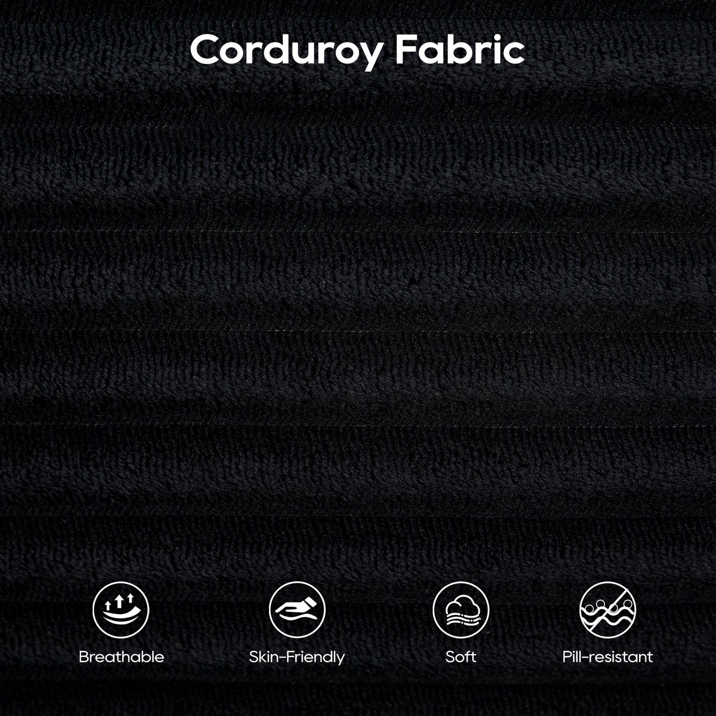 NEW Loveseat Sofa Bed with Memory Foam & Steel Frame - Convertible 2-in-1 Design, Black Corduroy, No Assembly