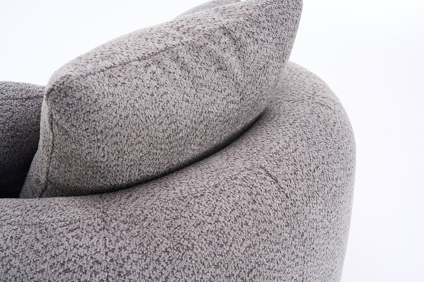 NEW 360° Swivel Round Grey Upholstered Accent Barrel Chair with 3 Removable Pillows