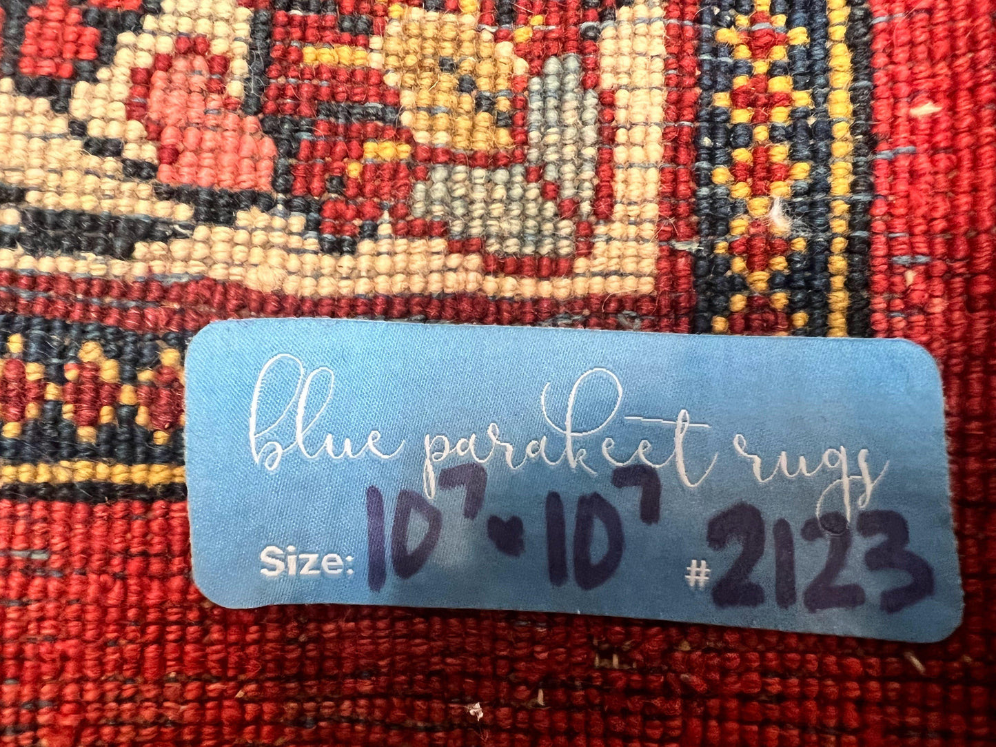 USED Square Persian Sarouk Rug 11x11 ft, Rare Size, Hand Knotted Wool Floral Allover Red Persian Carpet, Handmade Antique Rug