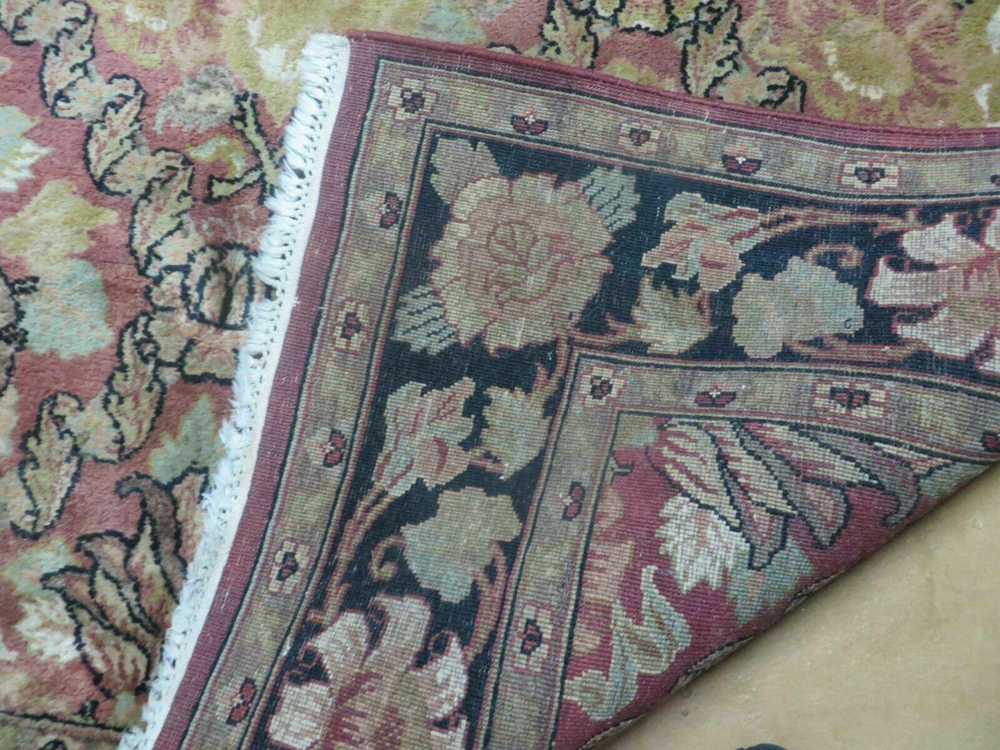 USED 6' X 9' Handmade India Floral Oriental Wool Rug Carpet