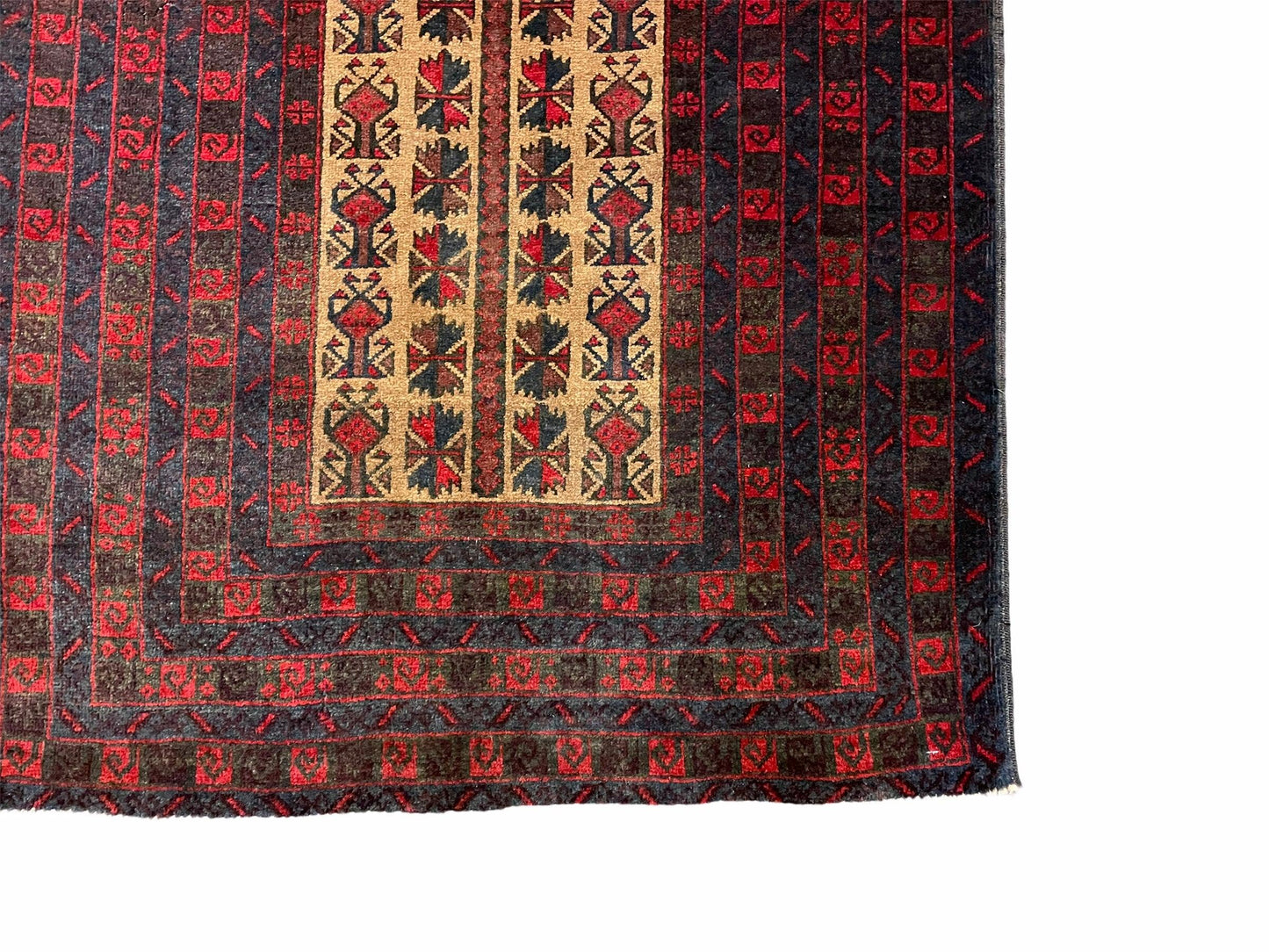 USED 3 X 3.5 New Vintage Handmade Wool Rug Tribal Turkoman Balouch Red Prayer Rug