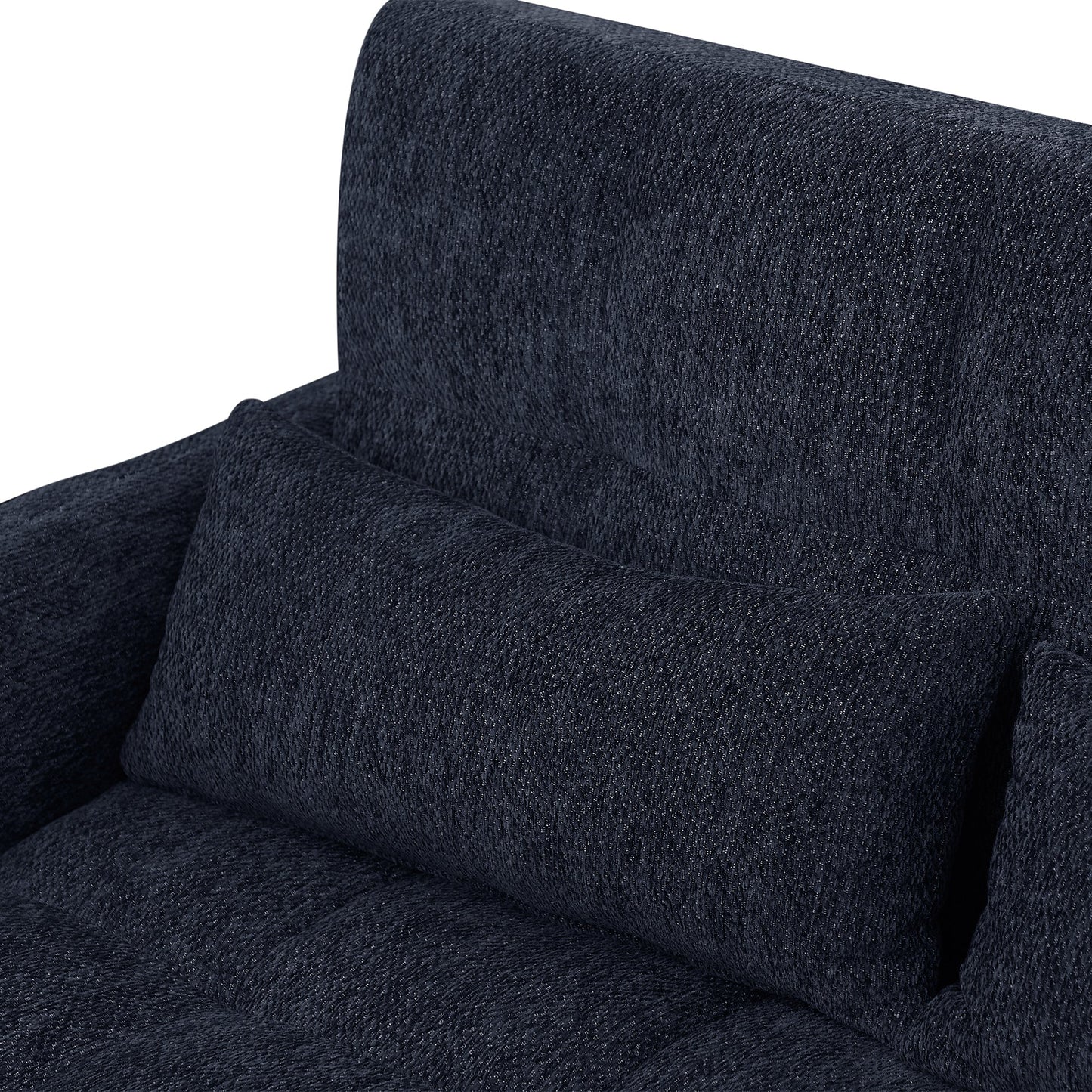 NEW Modern Loveseat Sofa Pull-out Bed with Adjustable Backrest, USB Ports, Lumbar Pillows, Blue Chenille, 52.8'