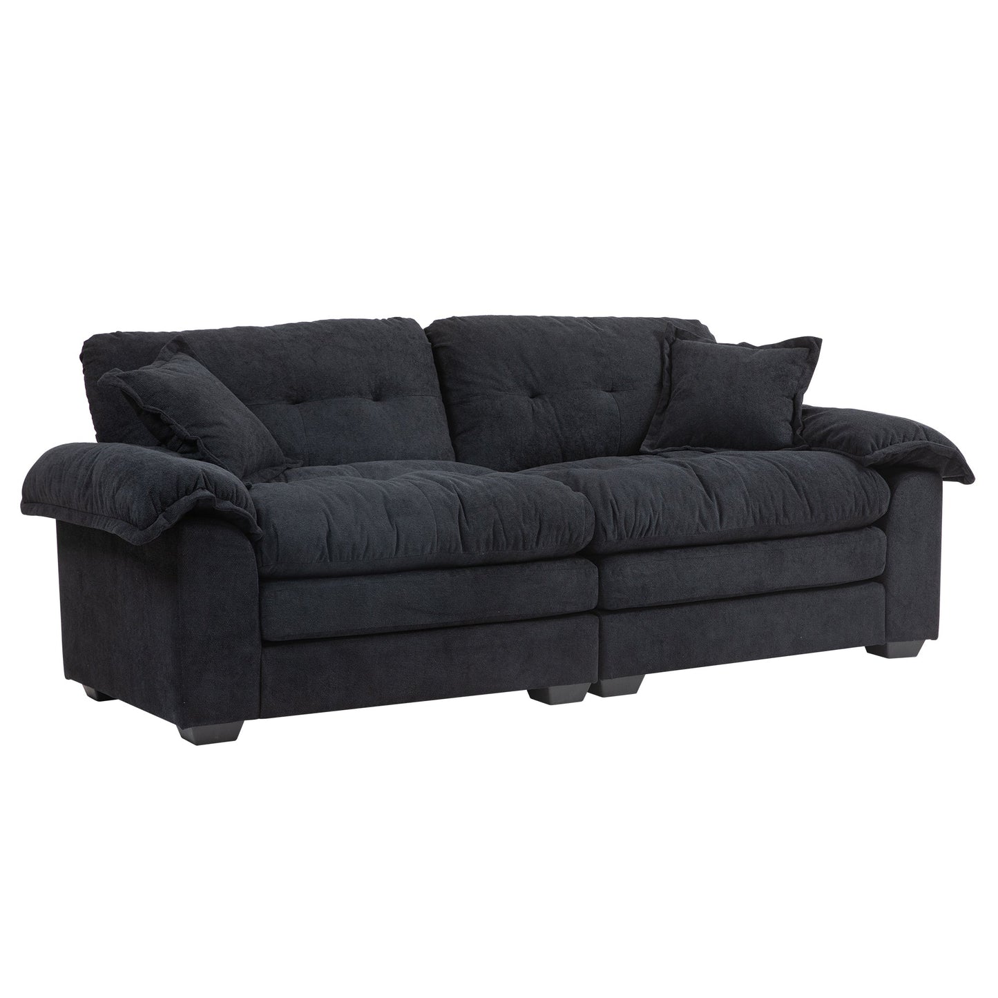 NEW 84' Chenille Small Sofa Loveseat Deep Seat Sofa Couch with 2 Throw Pillows & Memory Foam