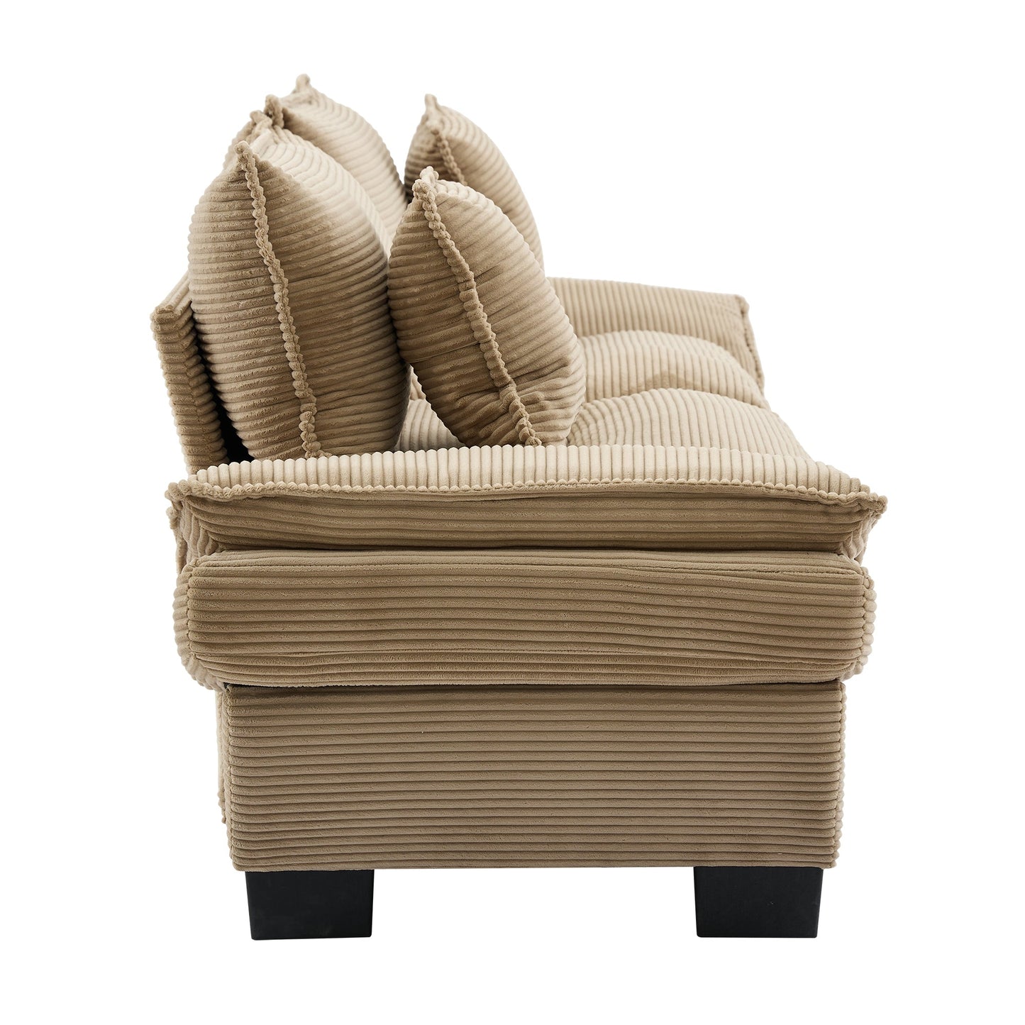 NEW Khaki Corduroy Sofa Sleeper Couch Loveseat with Pillows Comfy Upholstered Deep Seating