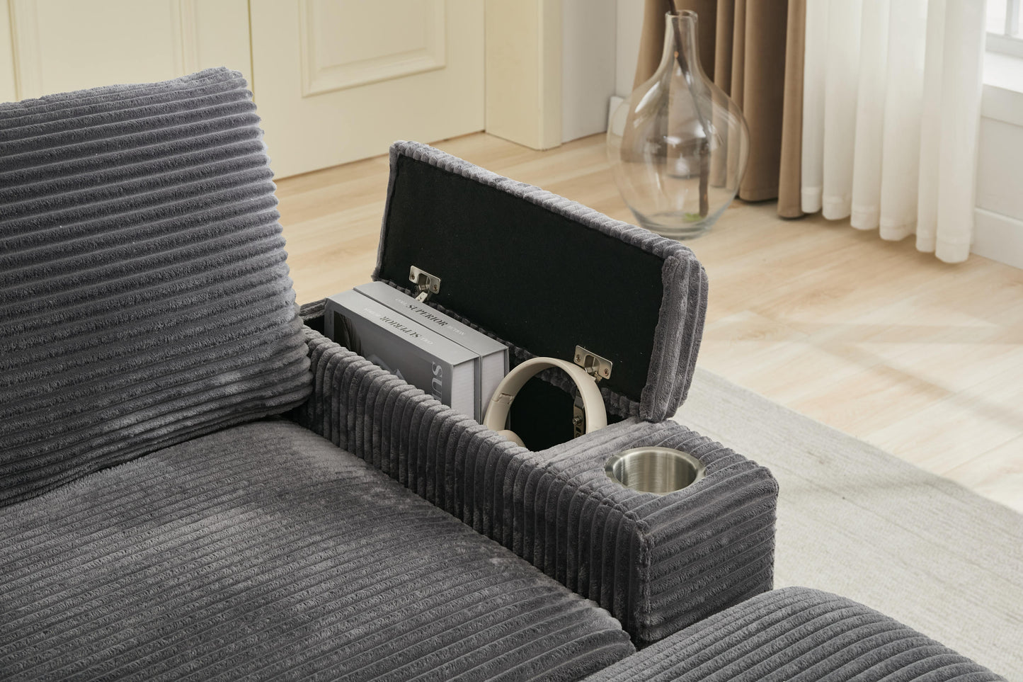 NEW Combination Modular Convertible Sectional Sofa Bed Set with Armrest Storage Stainless Steel Cup Holder USB