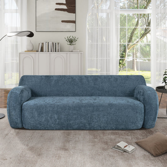 U_Style 81.5' Minimalist Compression Sofa, Curved Design, 3-Seater Casual Sofa for Living Rooms, Bedrooms, and Apartments