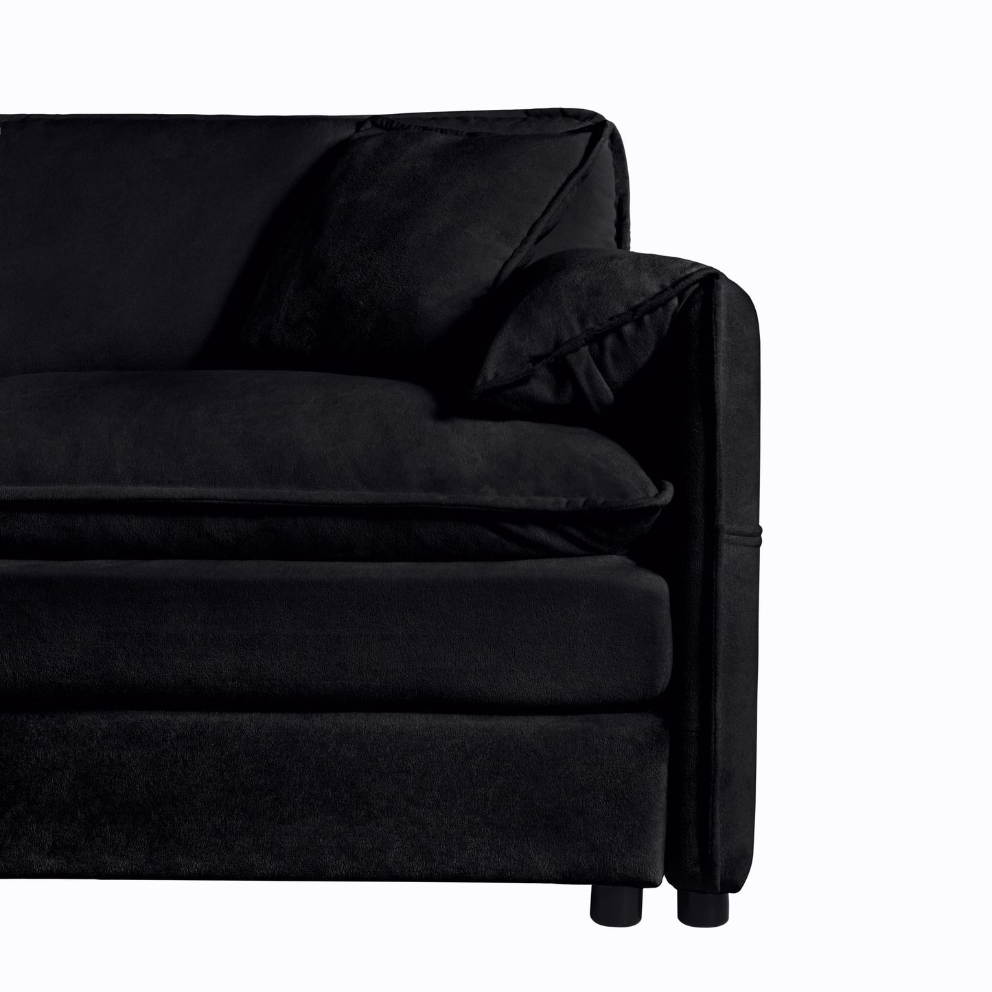 NEW Modern Chenille Deep Seat Sectional Sofa Cloud Couch with Ottoman, Comfy Love Seat Upholstered Modular L Shaped Couch, Black