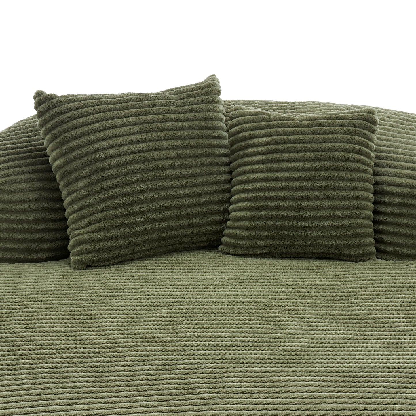 NEW Modern Green Corduroy Chaise Lounge Sofa Bed Boneless Couch with Two Supportive Pillows