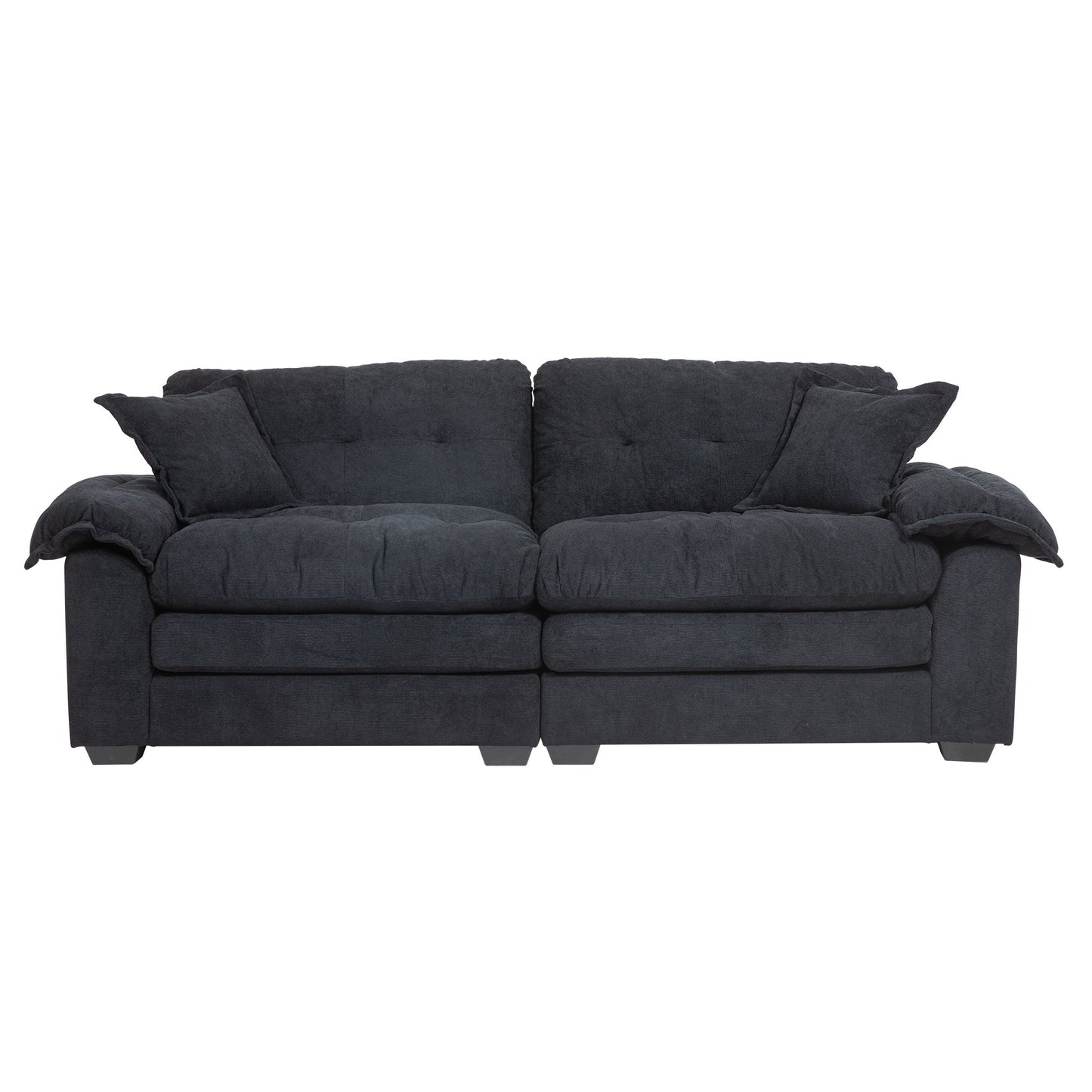 NEW 84' Chenille Small Sofa Loveseat Deep Seat Sofa Couch with 2 Throw Pillows & Memory Foam