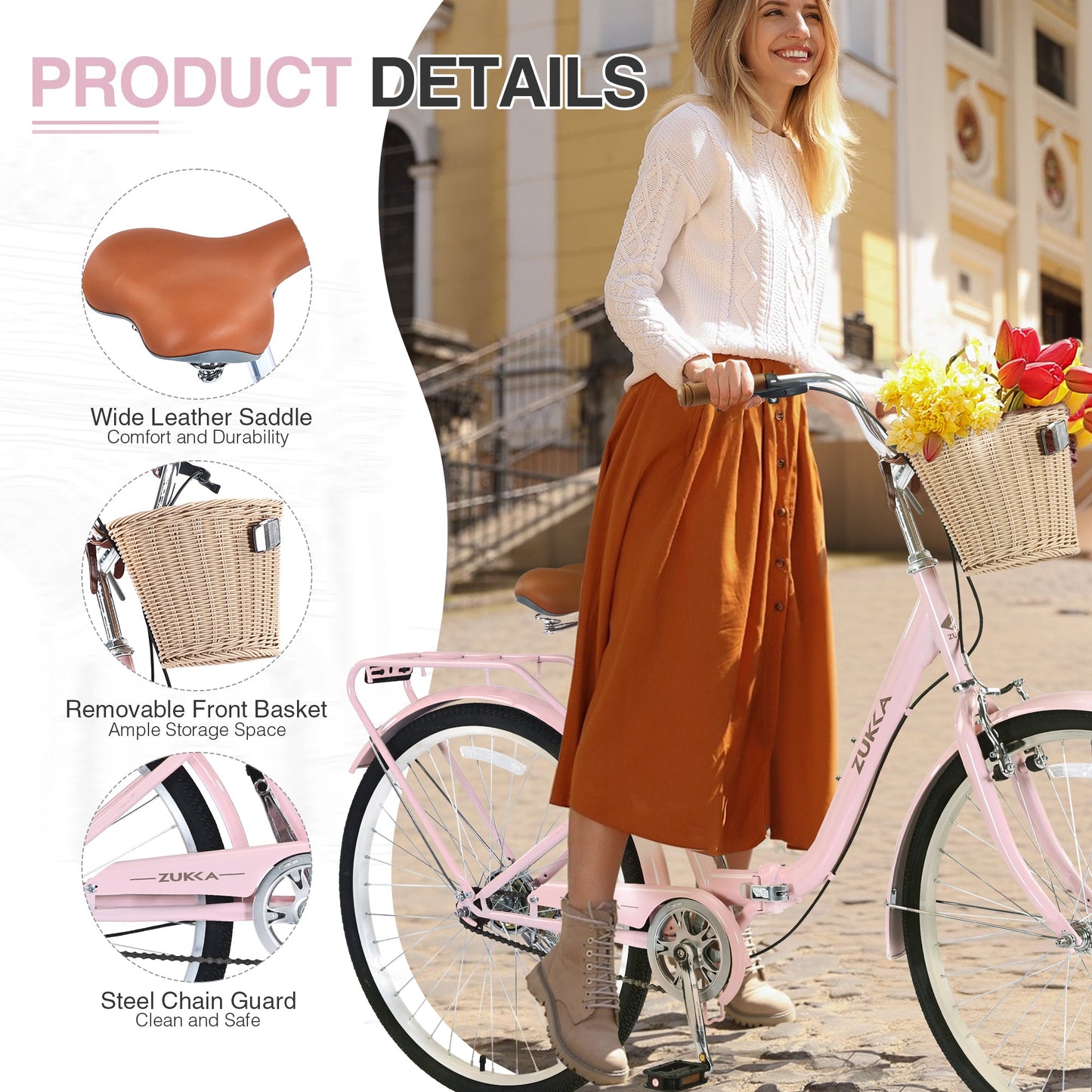 NEW 26 Inch Single Speed Folding Lady Bike , Durable Steel Frame,Compact Design for Easy Storage and Commuting