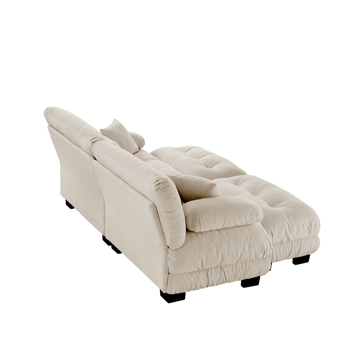 NEW Light Coffee Chenille Cloud Couch Sleeper 2 Seater Upholstered Wide Arm Sofa with 2 Lumbar 2 Throw Pillows and  2 Ottomans