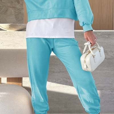 New Hooded Sweatshirt Suit Loose Long Sleeve False Two-piece Tops And Jogger Sports Trousers Casual Spots Set For Women's Clothing