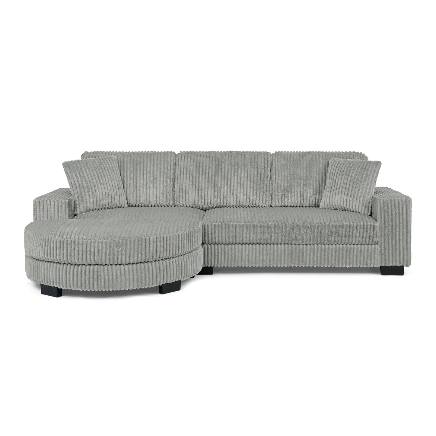 NEW Corduroy Tufted Upholstered Sleeper Sectional L-Shaped Modular Convertible Sofa with Arc-Shaped Footstool