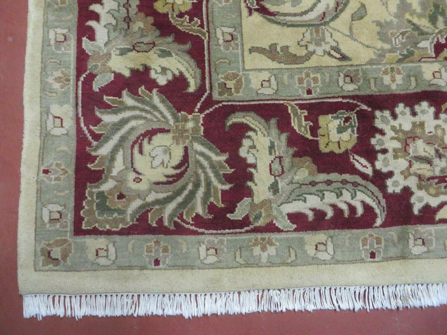 USED 9' X 12' Vintage Handmade India Oriental Jaipur Quality Tea Wash Hand Knotted