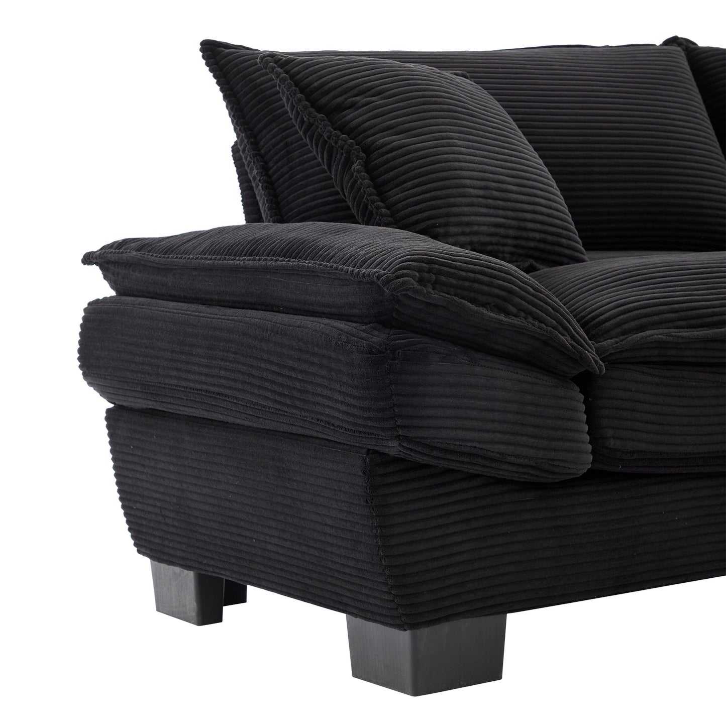 NEW Black Corduroy Sofa Sleeper Couch Loveseat Comfy Upholstered Deep Seat Sofa