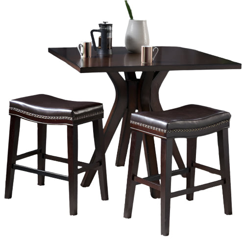NEW Contemporary Upholstered Saddle Counter Stool with Nail Head Trim Dark Brown Chair