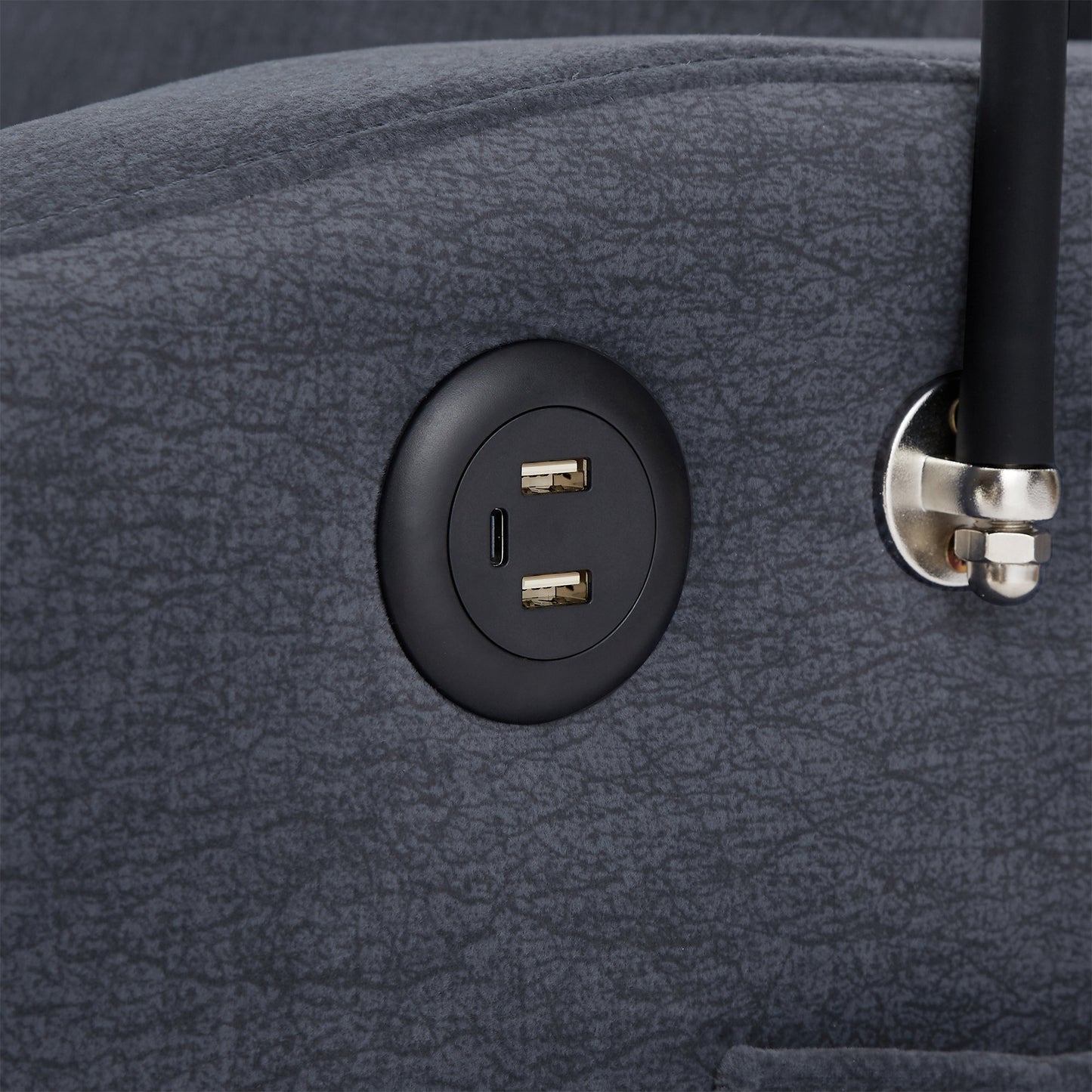 NEW Convertible Sofa Bed Loveseat with USB Ports, Side Pockets, Cup Holders, and Phone Holder in Blue Grey Bella Fabric, 55.9'