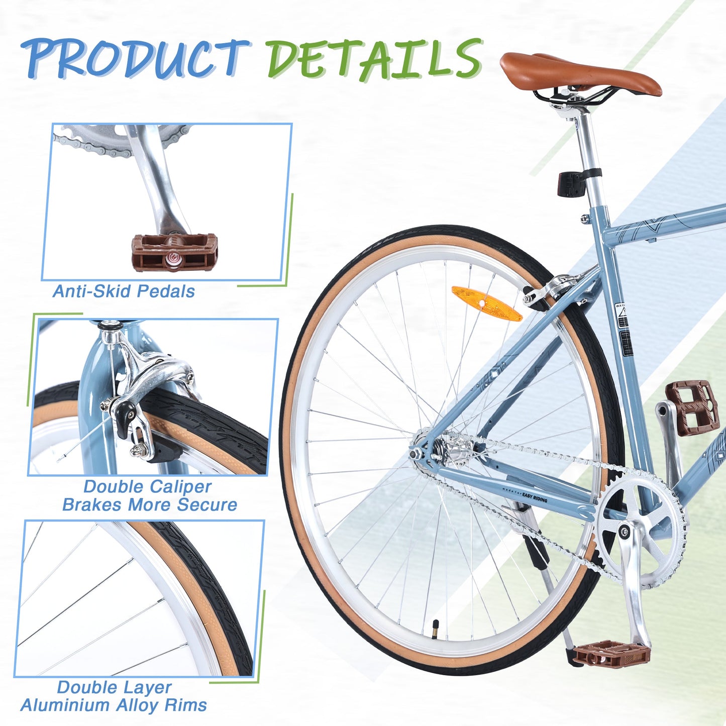 NEW Single Speed Retro style 700C Road Bike For men women's City Bicycle,Steel Frame