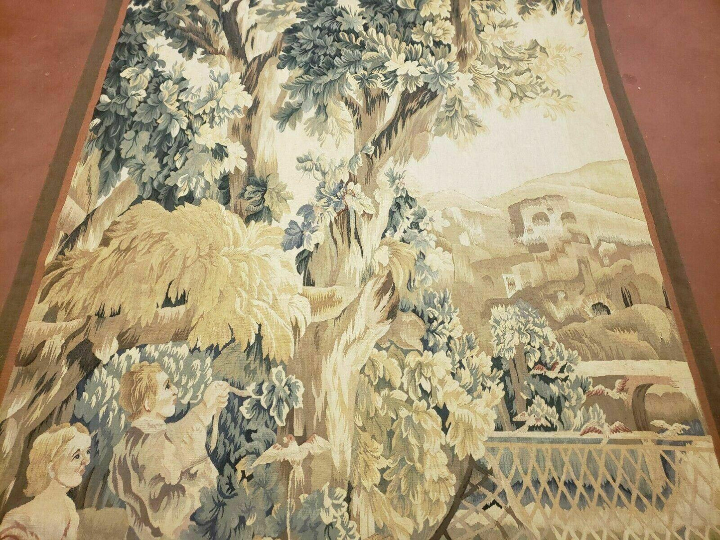 USED 4' X 6' Tapestry French Design Handmade Aubusson Weave Nature One Of A Kind
