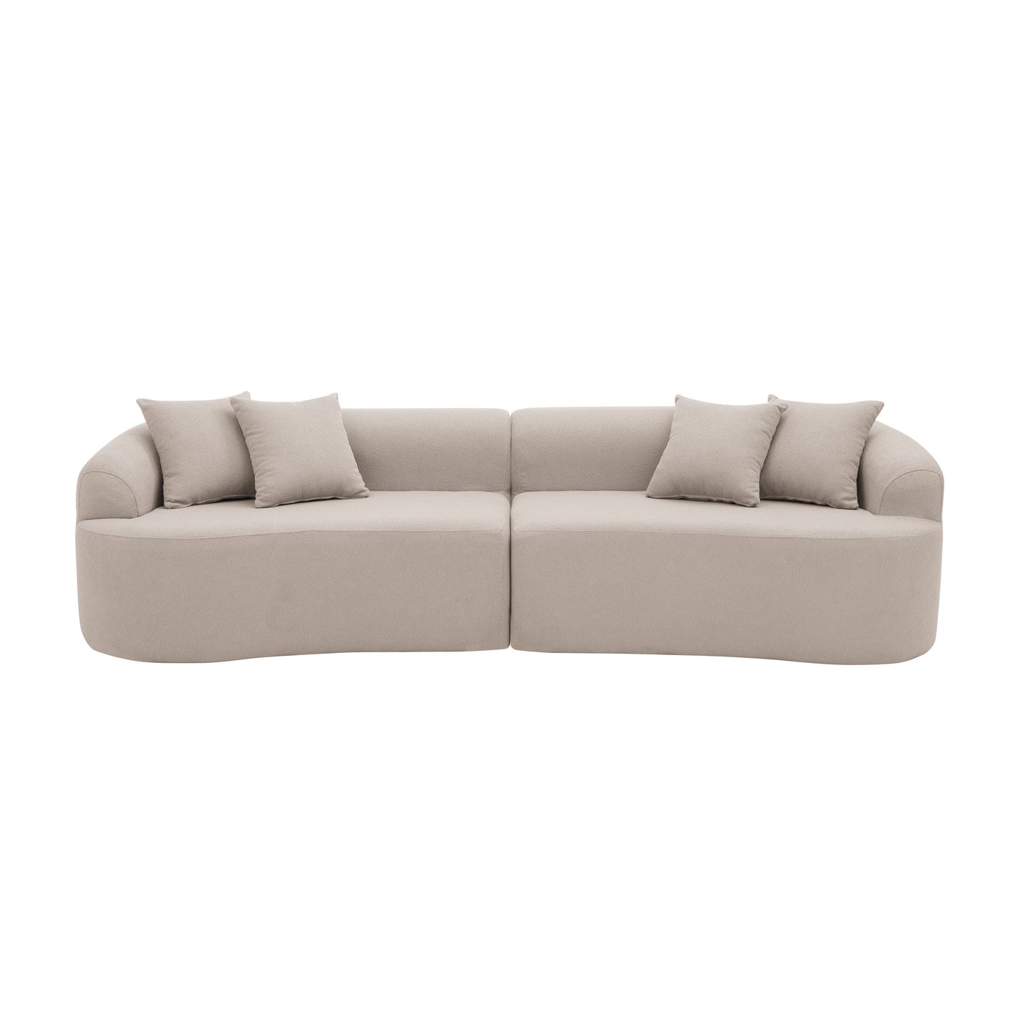 NEW Curved Modular Sectional Sofa in Lamb's Wool Fabric, Modern Minimalist Style, Compressed (No Assembly Required), Comfy for Living Room & Bedroom - Brown